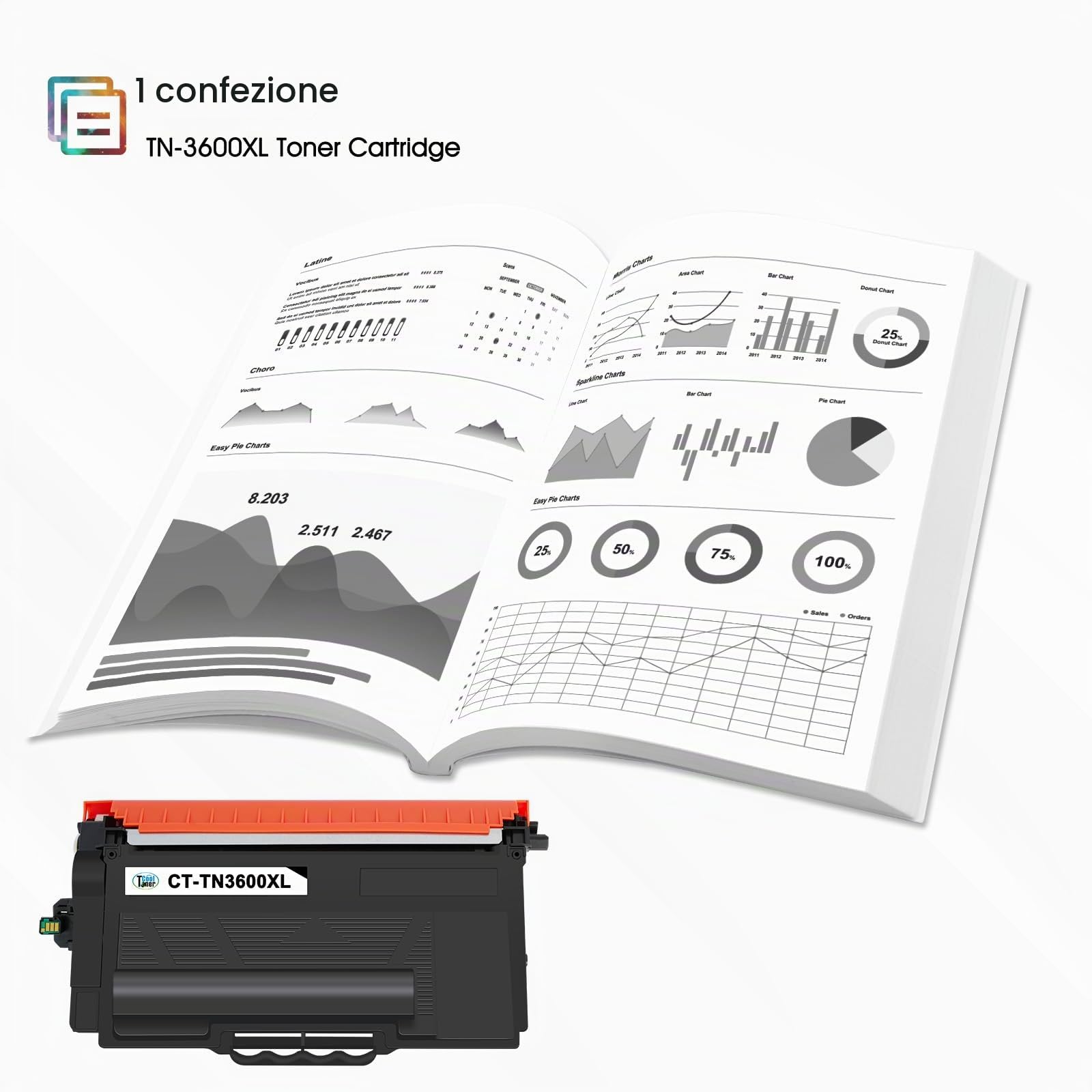 TN3600XL TN3600 TN-3600XL HL-L5210DN MFC-L5710DW Toner Con Chip 1-Pack | Compatibile per Brother TN-3600 MFC-L5710DN MFC-L6710DW HL-L6415DN HL-L6210DW DCP-L5510DW MFC-L6910DN HL-L5210DW HL-L5215DN