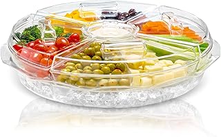 D'oeuvres Appetizer Server - Keeps Appetizers On Ice - Lids and Removable Dip Cup Included