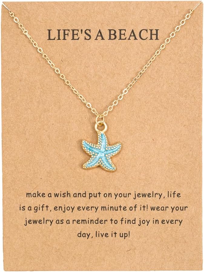 6Pcs Gold Beach Starfish Necklace Set for Women Cute Beachy Hawaii Star Fish Bulk Necklaces Pack Trendy Hawaiian Friendship Matching Jewelry Accessories - Image 4