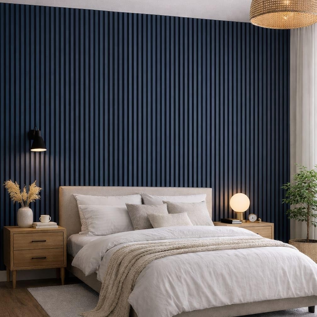 Jobu Acoustic Wall Panels in Maize Blue with Black Backing, 240cm x 60cm, (2 Pack)