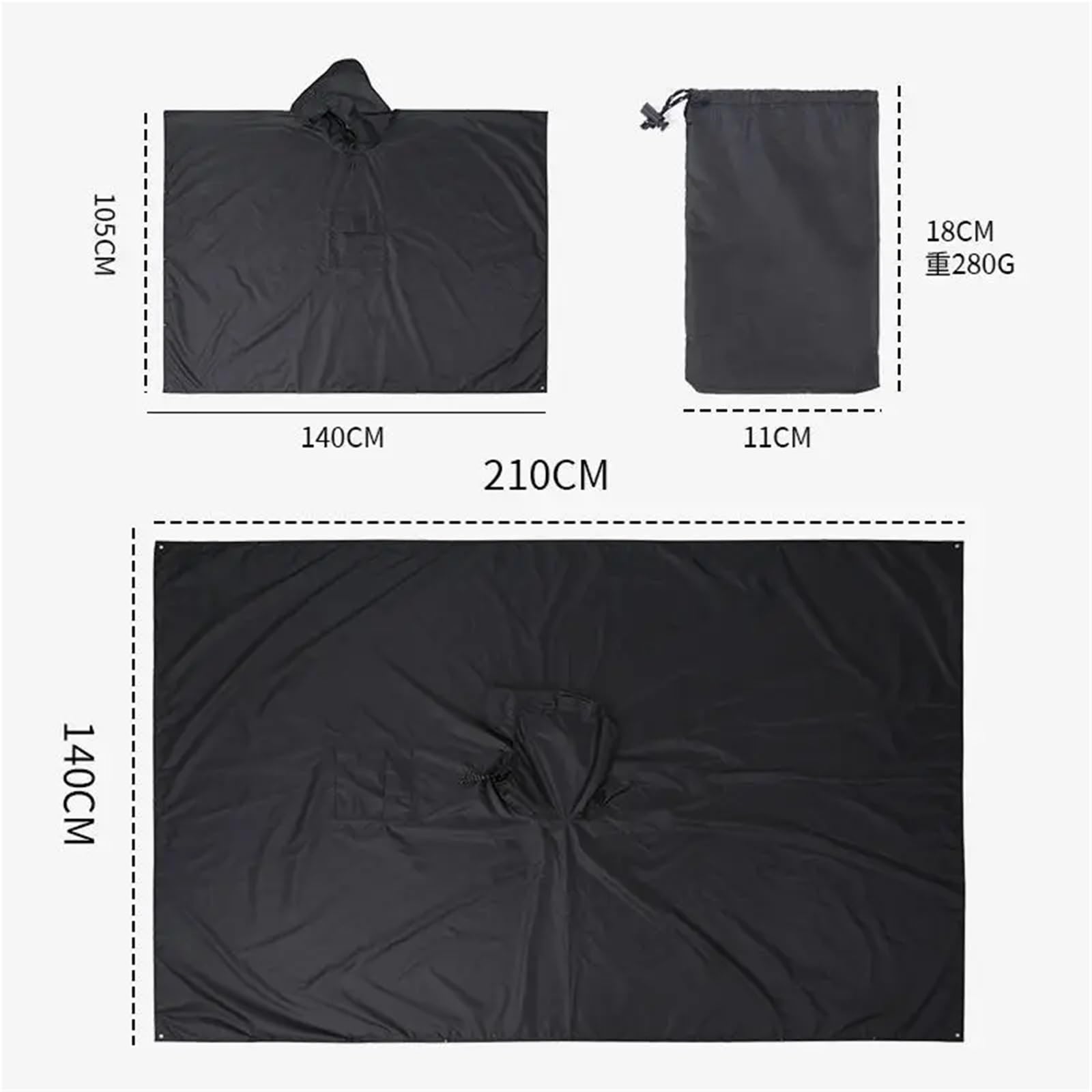 1 poncho antipioggia multifunzionale 3 in - Impermeabile e traspirante for esterni, for escursionismo, campeggio, alpinismo