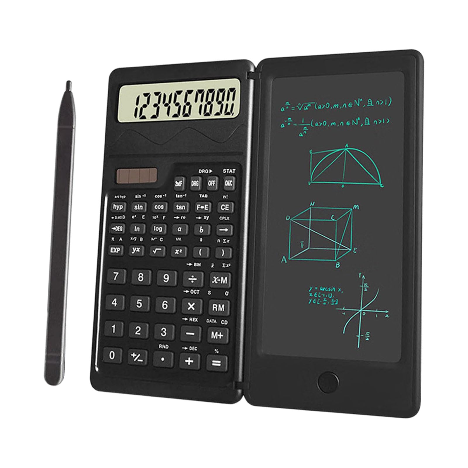 Scientific Calculator with Handwriting Board 65mm Screen Solar/Battery Operations Lightweight Design Folding Pocket Calculator