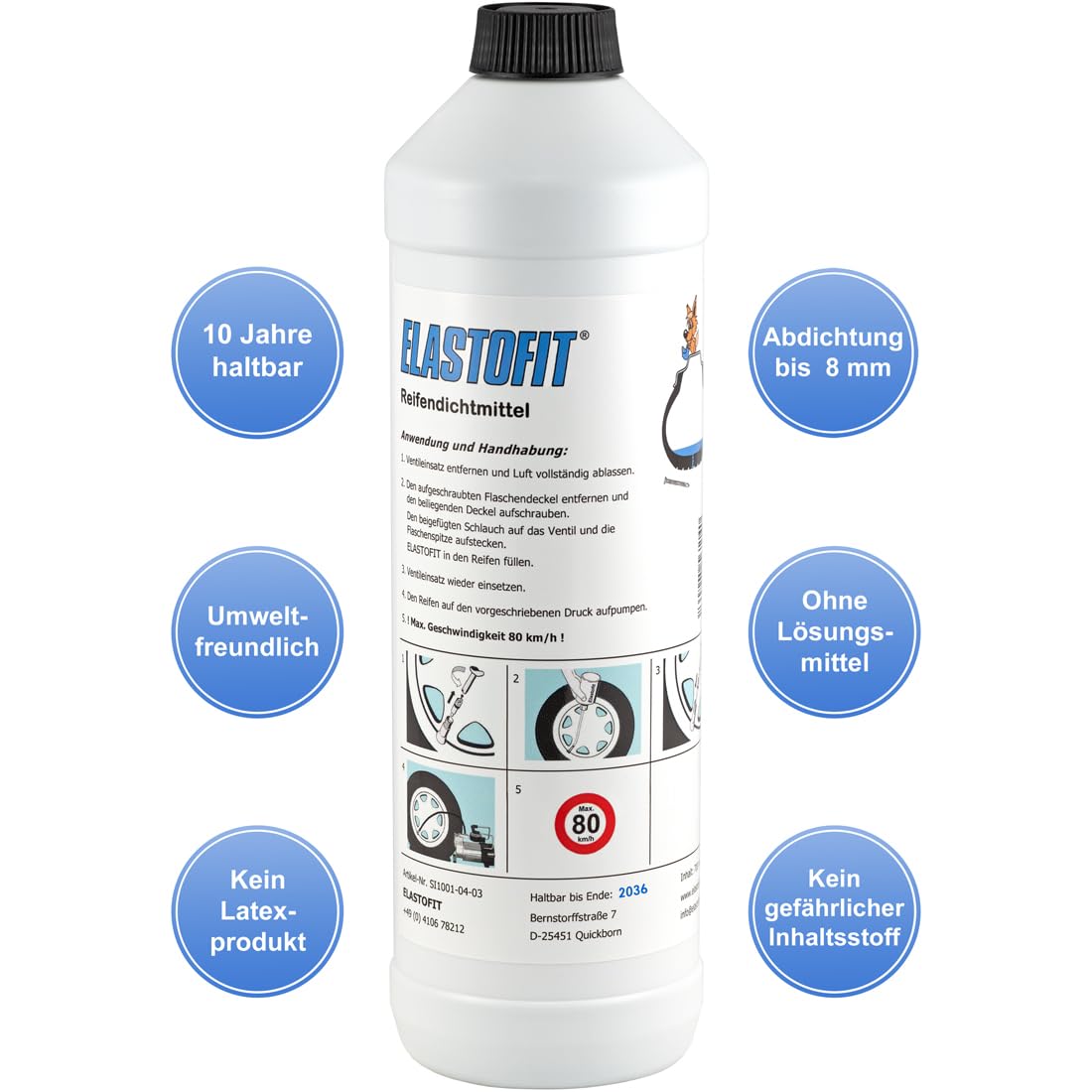 XT510 Reifenpannenset 700ml Reifendichtmittel 12V Kompressor Reifenreparaturset PKW SUV Wohnwagen 10 Jahre haltbar (XT510)