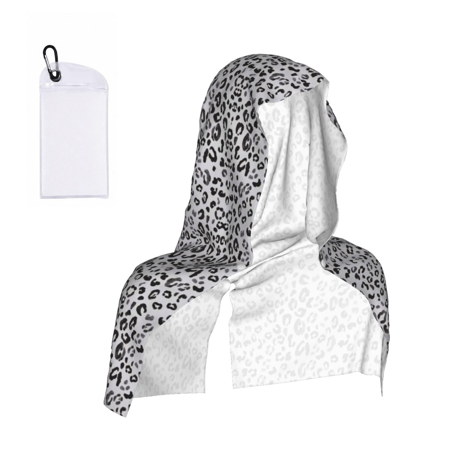 EZDLOWVBA Leopard Print Print 2 Pack Cooling Hoodie Towels,Sports Headscarf, Neck Wrap Scarf,Breathable Cooling Towel For Neck And Face, Travel, Swimming, Training