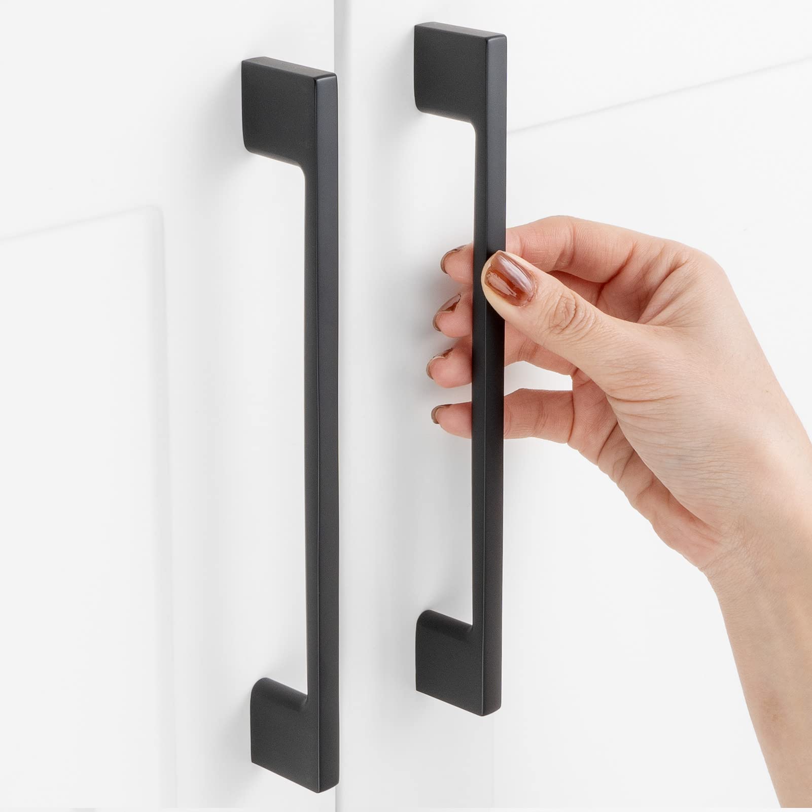 ASKANO 10 Pack 6-1/4 Inch Hole Centers, Matte Black Cabinet Pulls Black Cabinet Handles Black Kitchen Hardware for Cabinets ZP2205 Drawer Bedroom