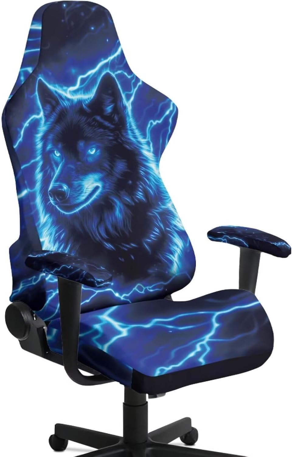 Cool Wolf Gaming Chair Covers Slipcovers Stretchable Elastic Gaming Chair Seat Cover with Armrest Covers 4 Pcs Non-Slip Office Chairs Slipcovers