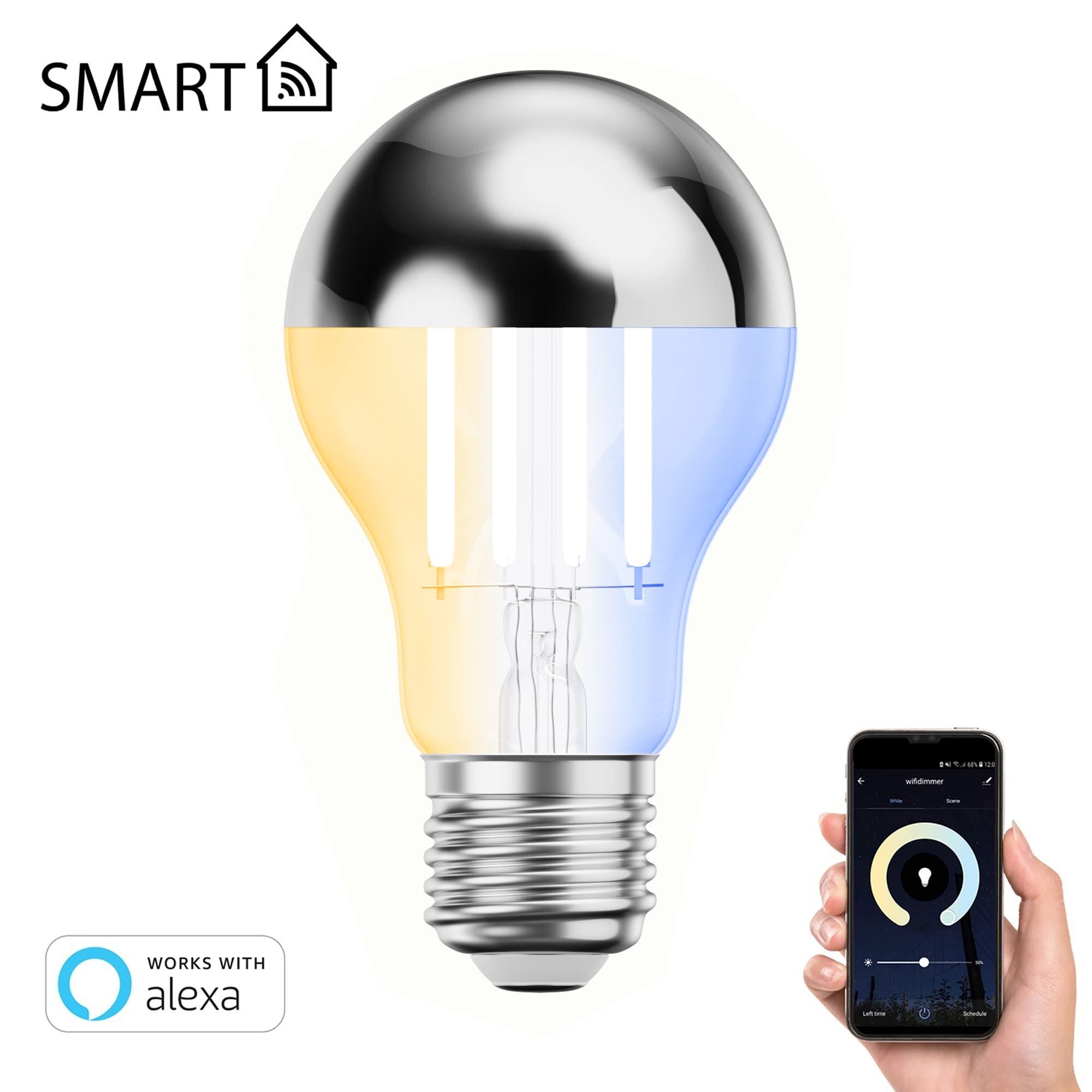 ledscom.de 2 Pieces E27 LED Bulb, A60, Warm White, Cool White (2700-7000 K), 4.8 W, 486lm, Smart Home, WLAN, Alexa - Image 2