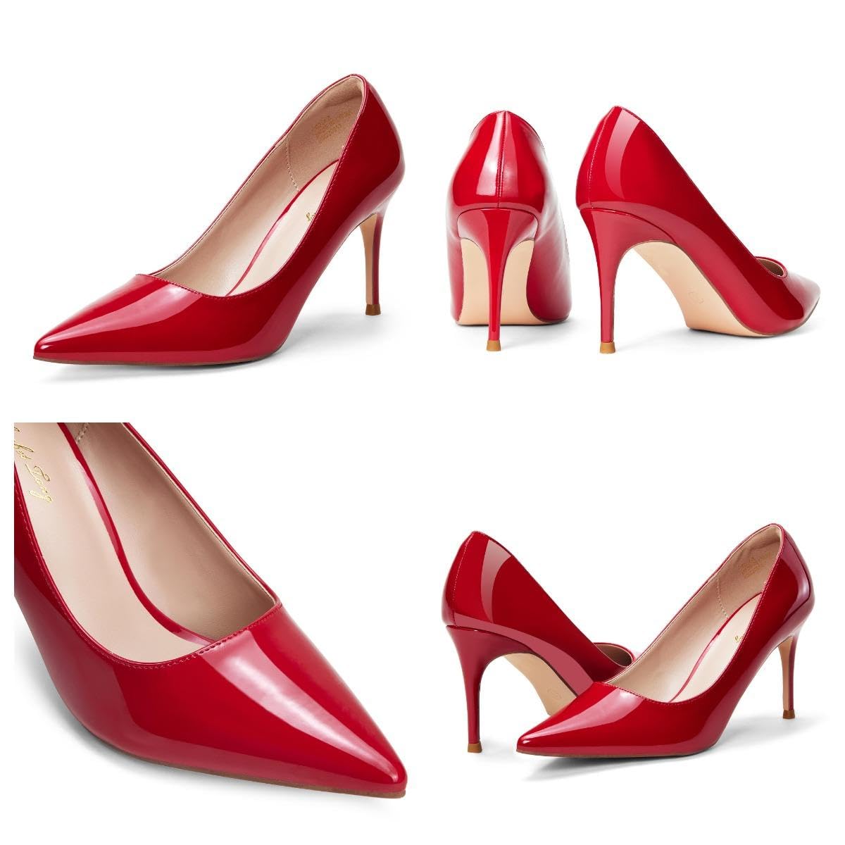 Zhabtuc Décolleté Stiletto in Pelle Verniciata, Punta Chiusa, Tacco 8 cm per Sposa & Ballo