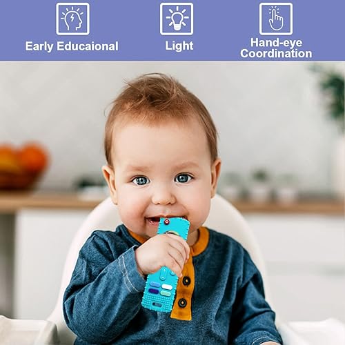 Miniatura 3 de ERSIHUA Juguetes de dentición para bebés, forma de control remoto de televisión, juguetes de dentición para bebés de 0 a 18 meses, sin BPA (negro +