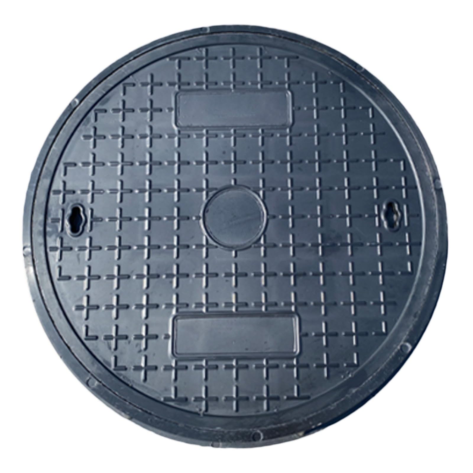 24-inch Round Manhole Cover and Base, Glass Fiber Solid Septic Tank Cover, Black Transparent Opening, Bearing 10 Tons, Used for Courtyard Lawn Garden Pavement