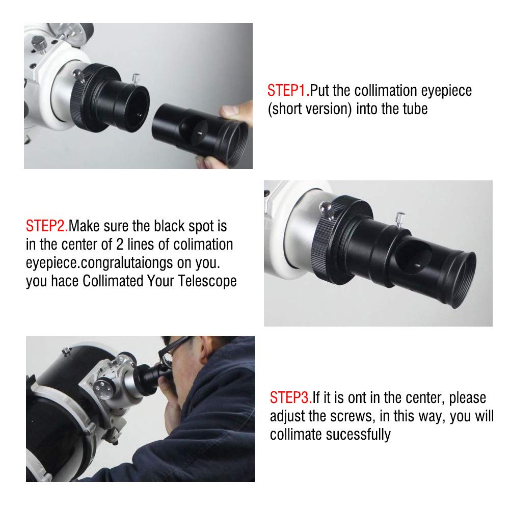 Oculaire de Visée 1,25 Pouce en Alliage d'Aluminium - Collimation Optique pour Télescope Astronomique - Accessoire Noir