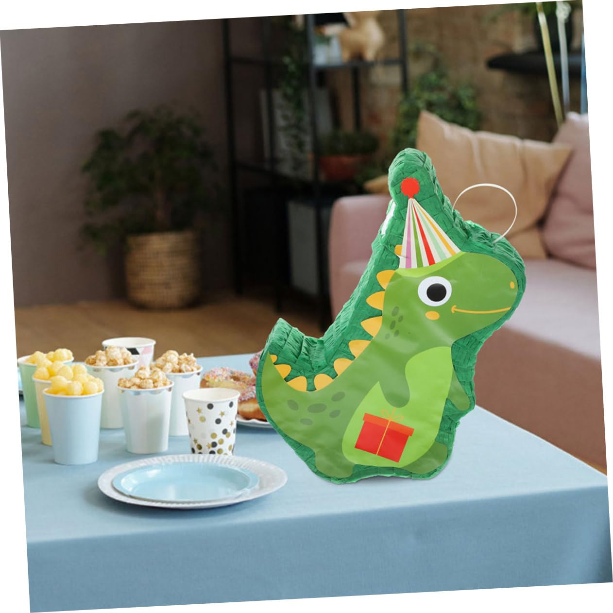 UPKOCH Piñata de Dinosaurio de Papel para Fiesta de Cumpleaños y Navidad, Contenedor de Dulces Colgante Palo, Adorno Divertido para Celebración
