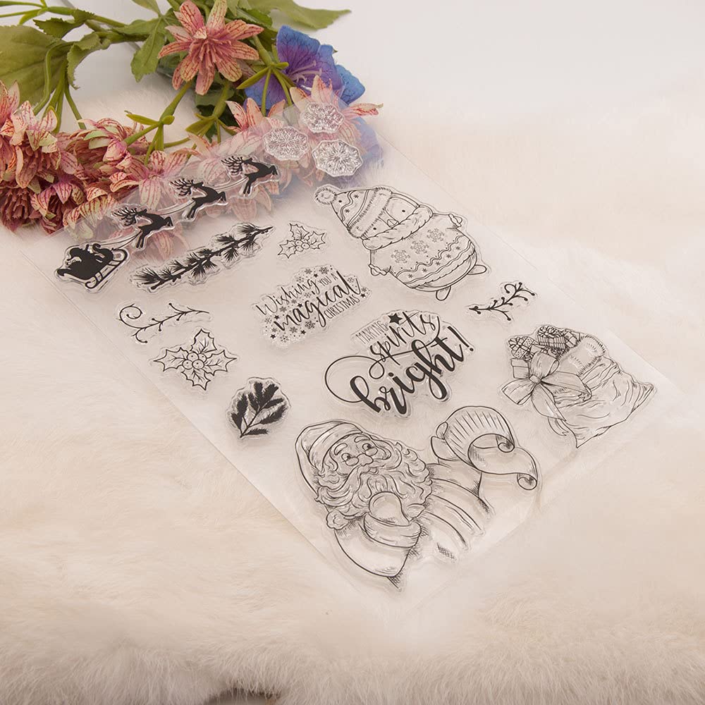Santa Clause - Sellos de goma de pingüino para Navidad, diseño de copos de nieve, para decoración de tarjetas de Navidad y manualidades para álbumes de recortes