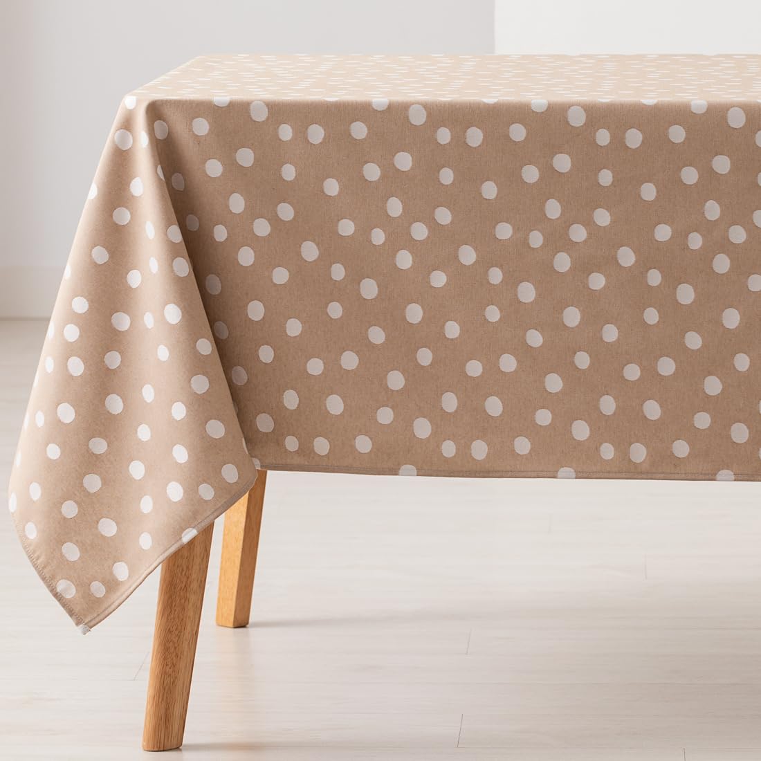 GAMUSI Mantel Antimanchas Mesa Rectangular Puntos pequeños Liso Jacquard Impermeable 140x100 cm, Tacto Tela, Color Taupe