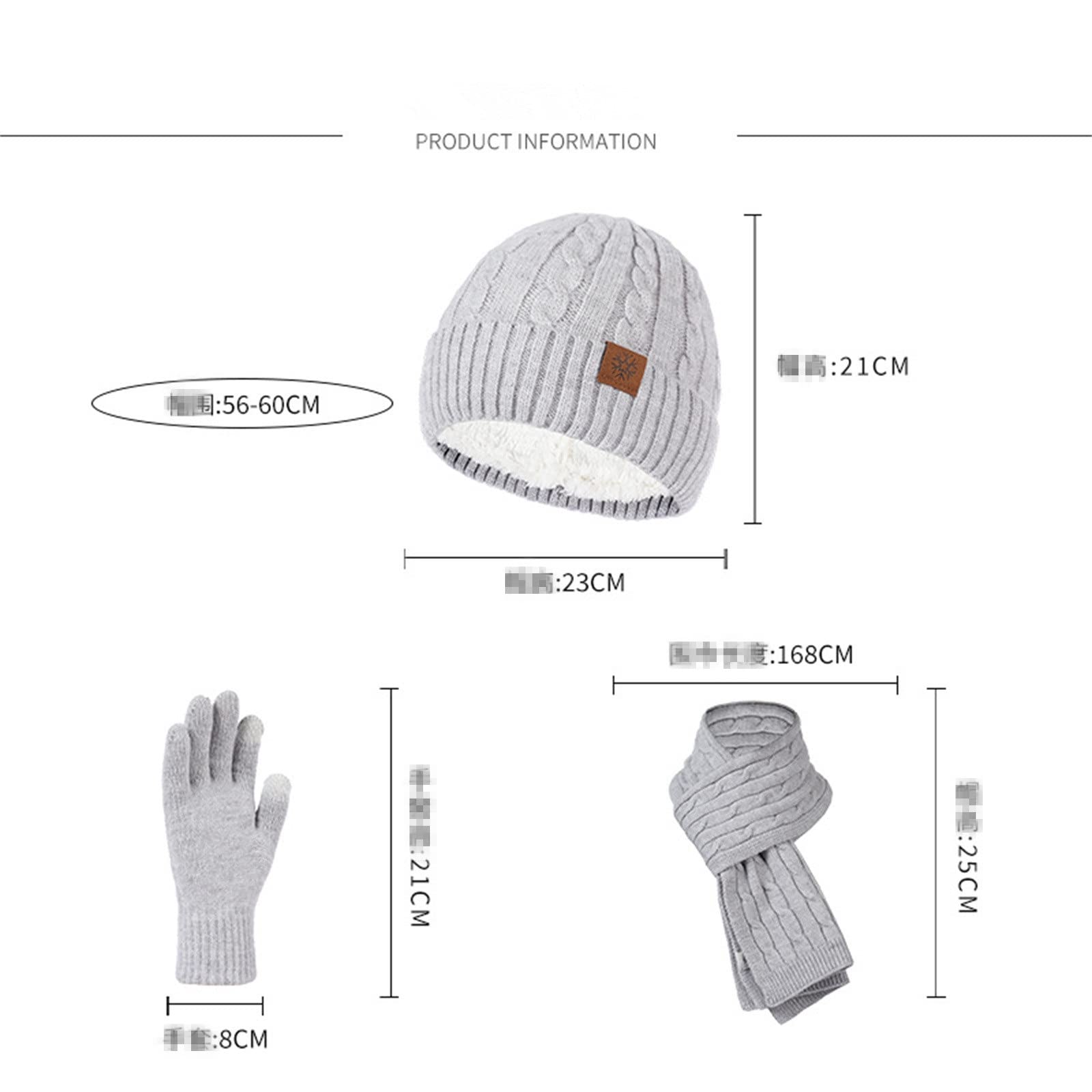 Damen-Strickmütze, Mütze, Strickschal-Set, weiche Mütze, Schal und Handschuhe, Set for Damen und Mädchen, Outdoor-Sportarten (Farbe: Rosa, Größe: Einheitsgröße)