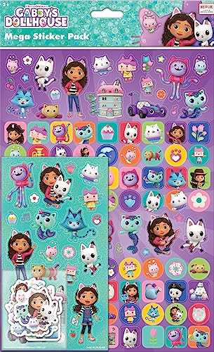 Paper Projects 01.70.22.036 Gabbys Dollhouse Mega Pack | Three Types of Stickers (Around 150 Total) | Reusable on Non-Porous Surfaces 35cm x 23cm