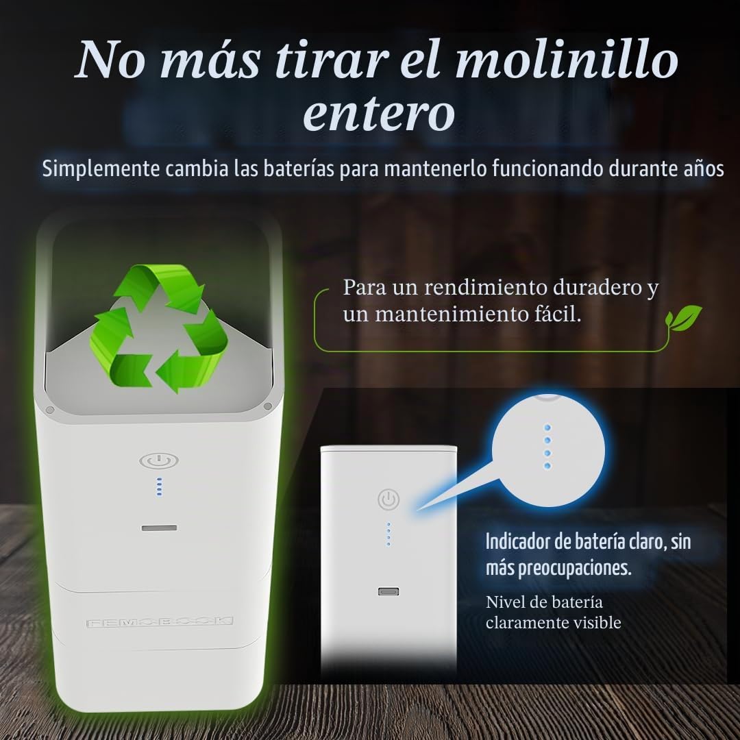 A2 Molinillo de café eléctrico portátil blanco | Molinillo de café inalámbrico recargable por USB, para viajes y preparación en casa
