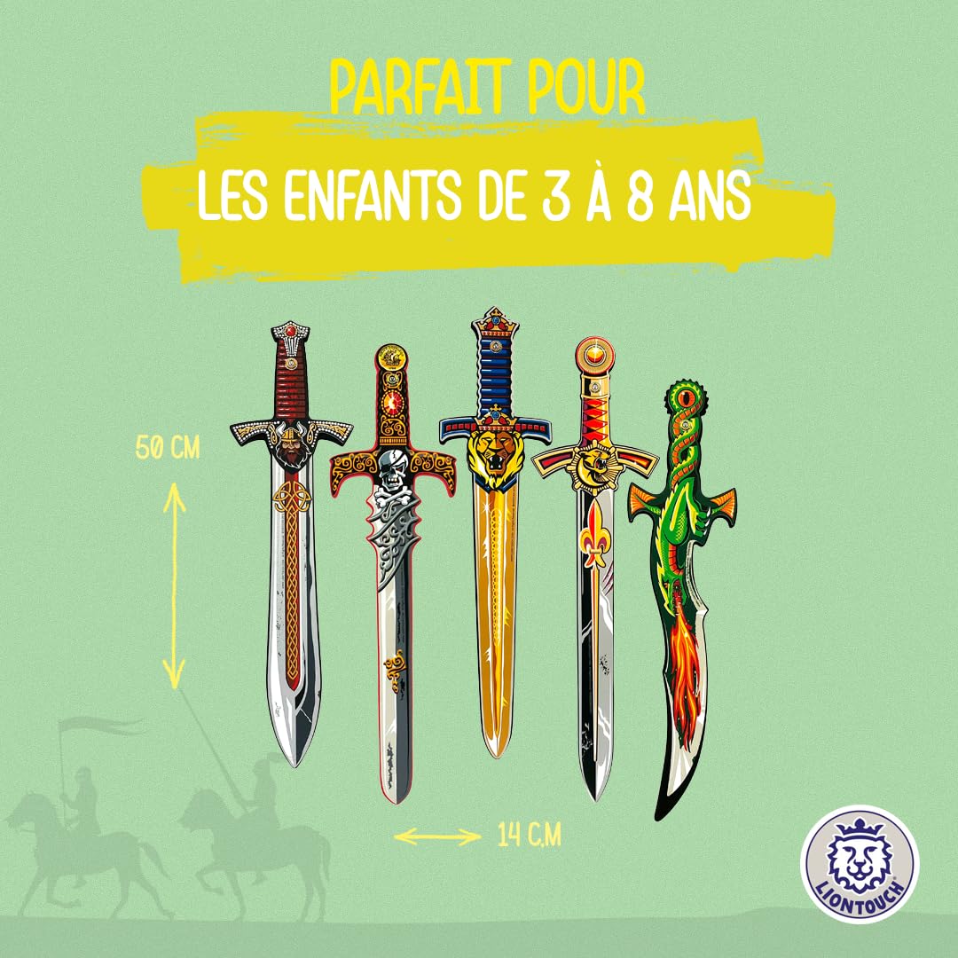 Liontouch - Ensemble de 5 Épées | Jouets de pour Enfants 3ans + - Dragon Fantastique, Roi Lion, Prince, Pirate Crâne & Viking Nordique | Armes Sûres & Armure de Bataille