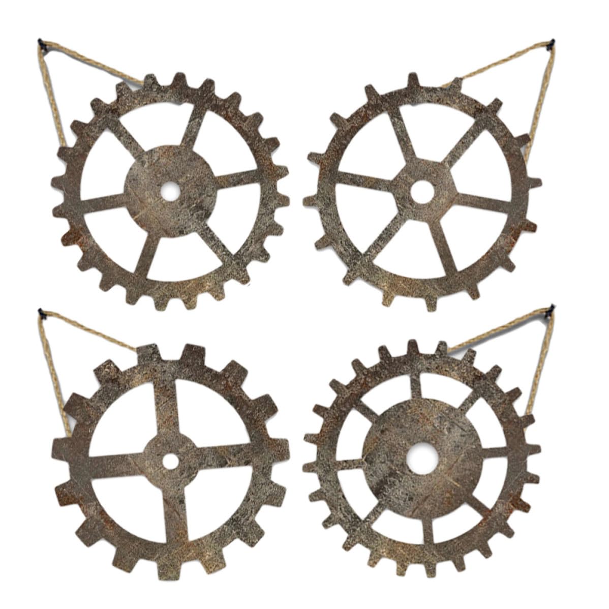 Engrenages décoration murale compacte et légère bois marron lot de 4