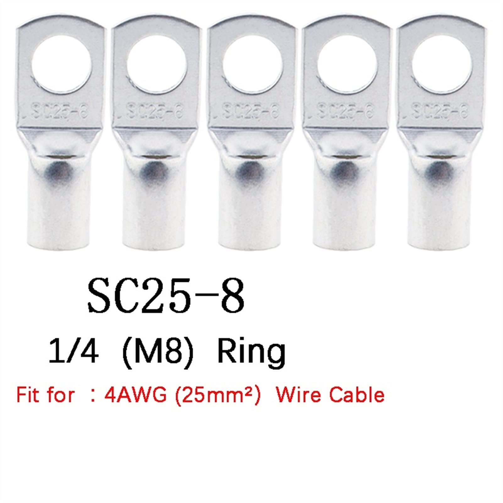 Ringklemmen 100/50/25/1 0pcs 4-2 5 mm Sortiment aus Kupfern mit Kupfer -Lugs Ring Crimpals Battery Draht Schweißkabelanschlüsse Kit (Color : SC35-6, Pins : 25PCS)