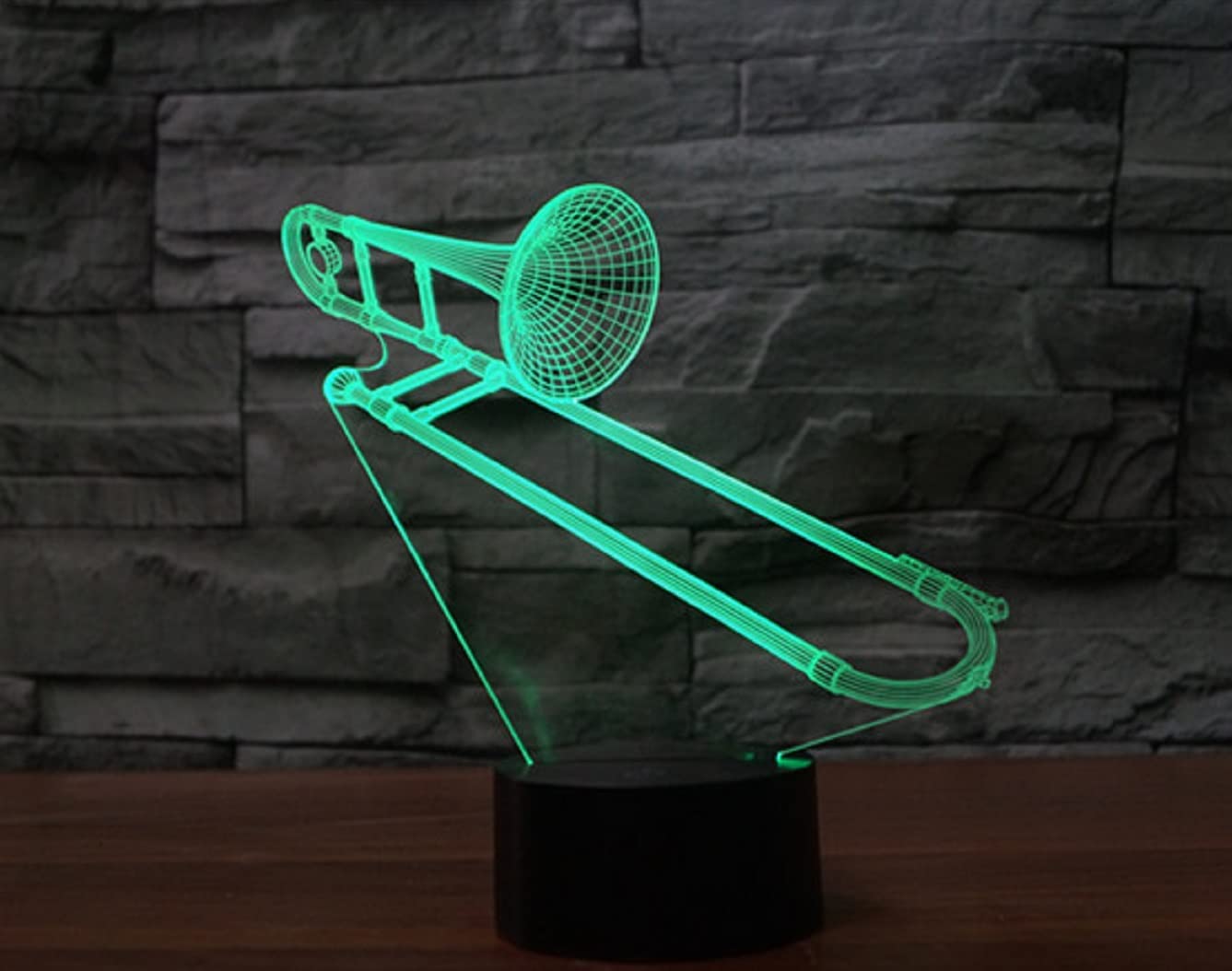Instrument de musique 3D télécommande trombone 16 couleurs veilleuse illusion acrylique LED lampe de chevet pour chambre d'enfant décoration de bureau cadeau d'anniversaire jouet