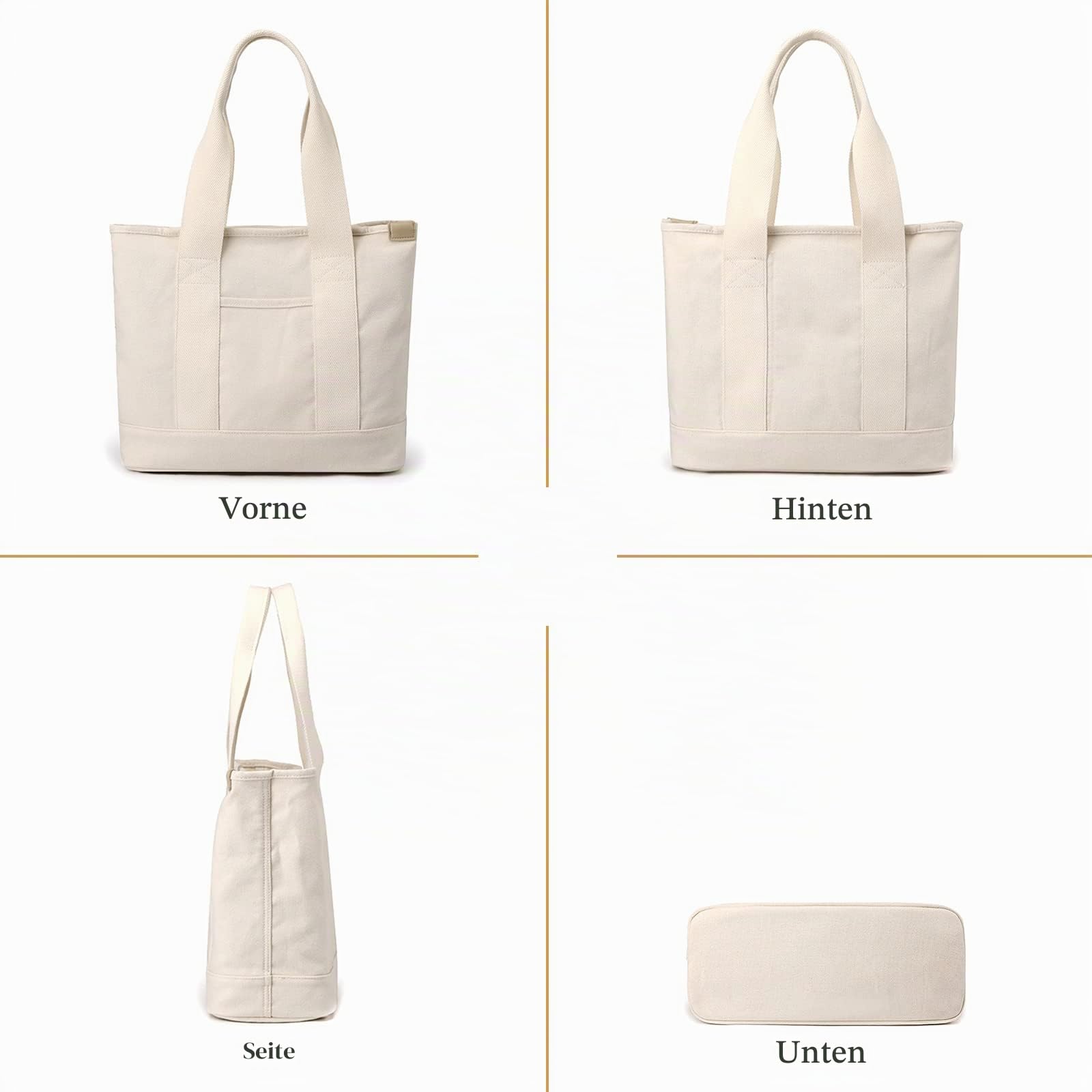 CORIOS Damen Henkeltaschen Canvas Tragetasche Große Kapazität Handtasche Multifunktionale Schultertasche Casual Tote Beutel Henkeltasche für Arbeit Schule Reise Shopper Weiß
