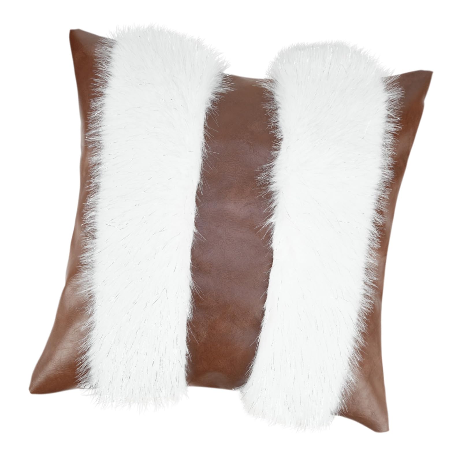 Elnwnnkc Multicolor Pu Leather Splicing Plush Throw Waist Pillowcase Removable Throw Pillow Covers For Living Space Waist Pillowcases