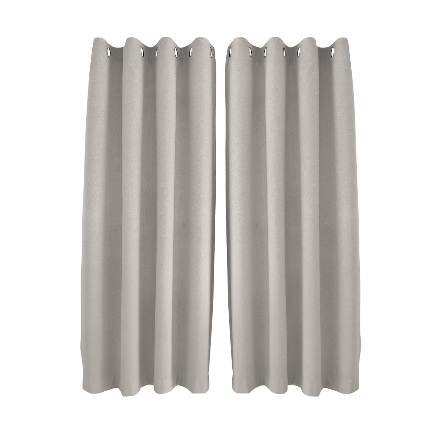 Happy Homewares Grey Taupe Linen Blackout Eyelet Curtains - 46X54 Inch Drop - 2 Panel