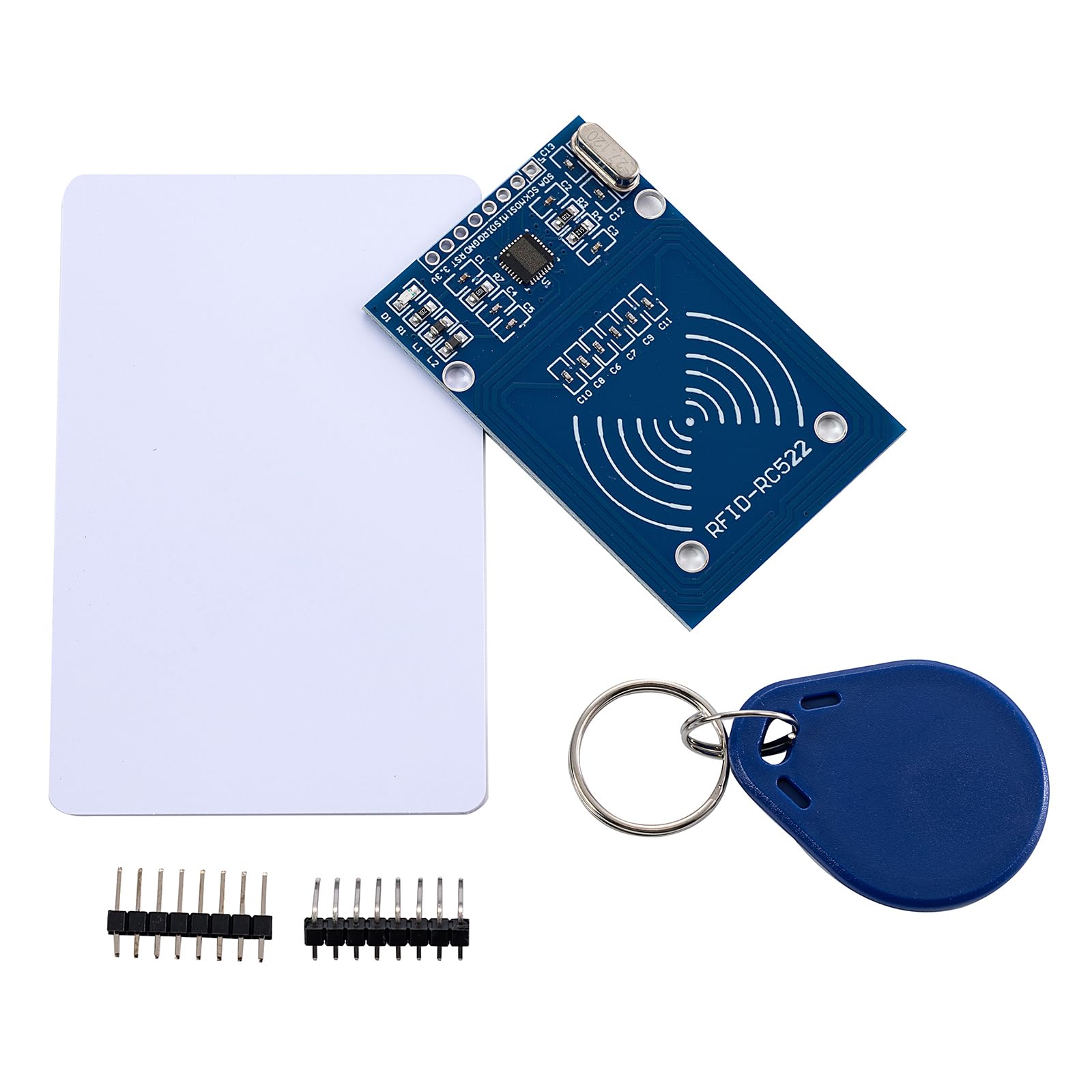 Kit RFID de 6 piezas: Mifare RC522 Módulo de sensor de tarjeta RF IC con tarjetas en blanco S50 y llaveros, compatible con Arduino y Raspberry Pi