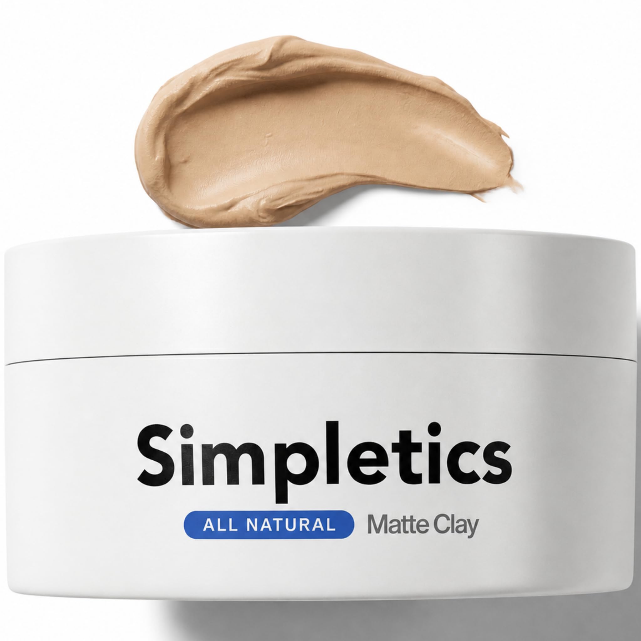 Simpletics Hair Clay for Men (Vanilla Scent)  Natural 6 Ingredient Matte Styling Clay with Beeswax & Coconut Oil  Strong Hold, Water Based, Non-Greasy  Adds Texture & Volume  2oz 2 Ounce (Pack of 1)