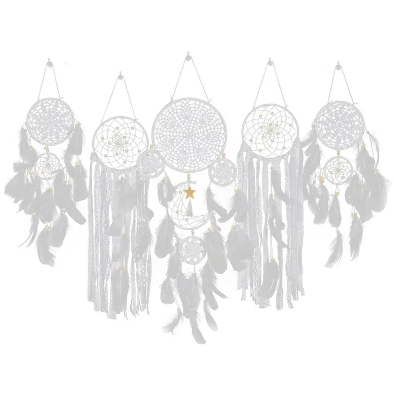 Dream Catcher 5pcs Dream Catchers Home Decor Handmade Wall Art Hangings Ornaments for Room(WHITE)