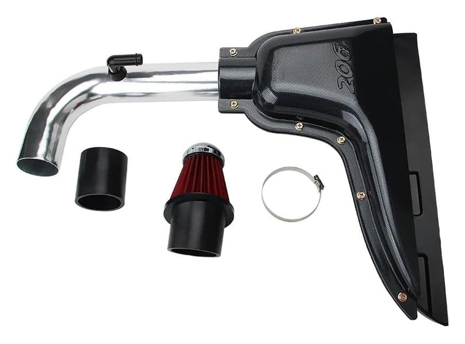 Tubo Aspirazione Auto Per Peugeot 206 1.6L 1998-2006 VTS Fibra Stile Kit Aspirazione Auto Ad Alto Flusso Sistemi Dell'aria Scatola Filtro