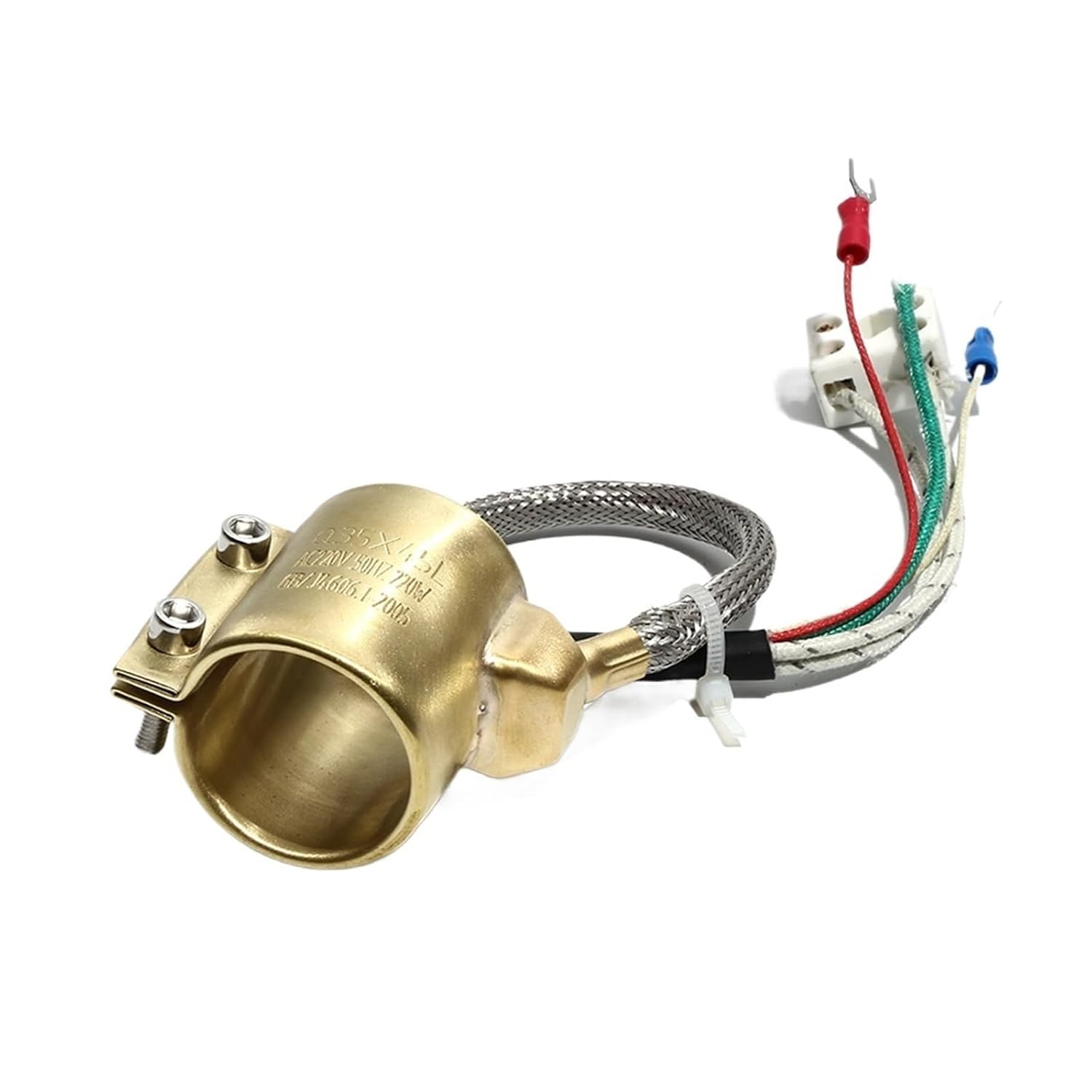 Brass Band Heater Electric Heating Ring 50x35/50x40/50x45/50x50/50x55mm Inner Diameter X Height with Two/Three/Five Wire(1pcs-1,250W 50x35mm(IDxH))