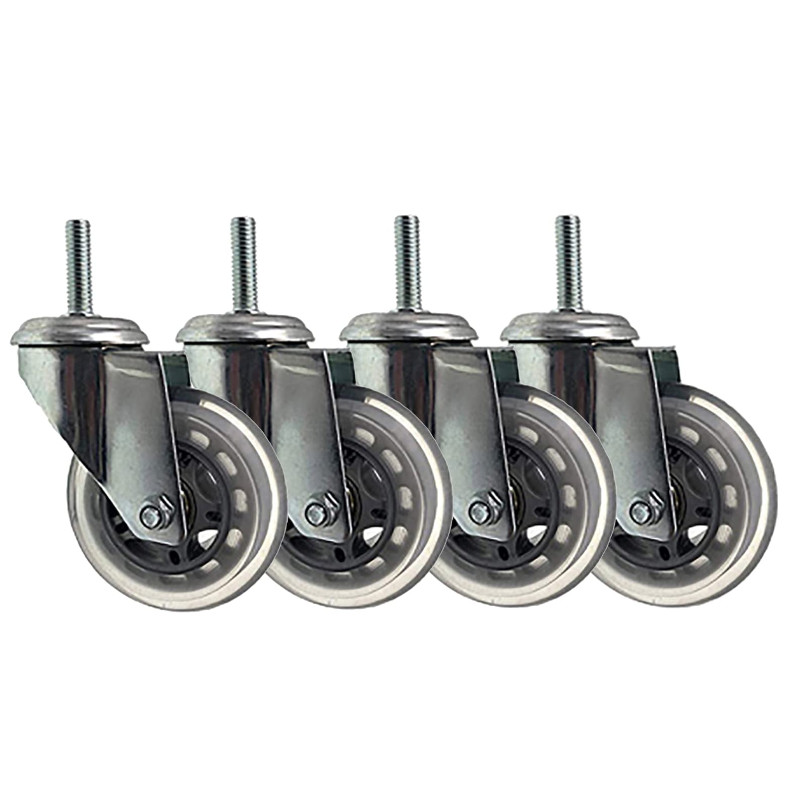 Rotelle girevoli da 3 Pollici (75 mm), 4 rotelle girevoli per mobili, rotelle con Albero filettato, rotelle industriali, capacità di carico di 200 kg, bulloni filettati M8 x 30 mm, M10 x 30