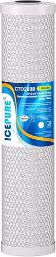 ICEPURE Cartucho de filtro de agua de carbón activado CTO para toda la casa de 20 x 4.5 pulgadas para FC25B, EPM-20BB, CB-BB-20, DB20P, EP-20BB,