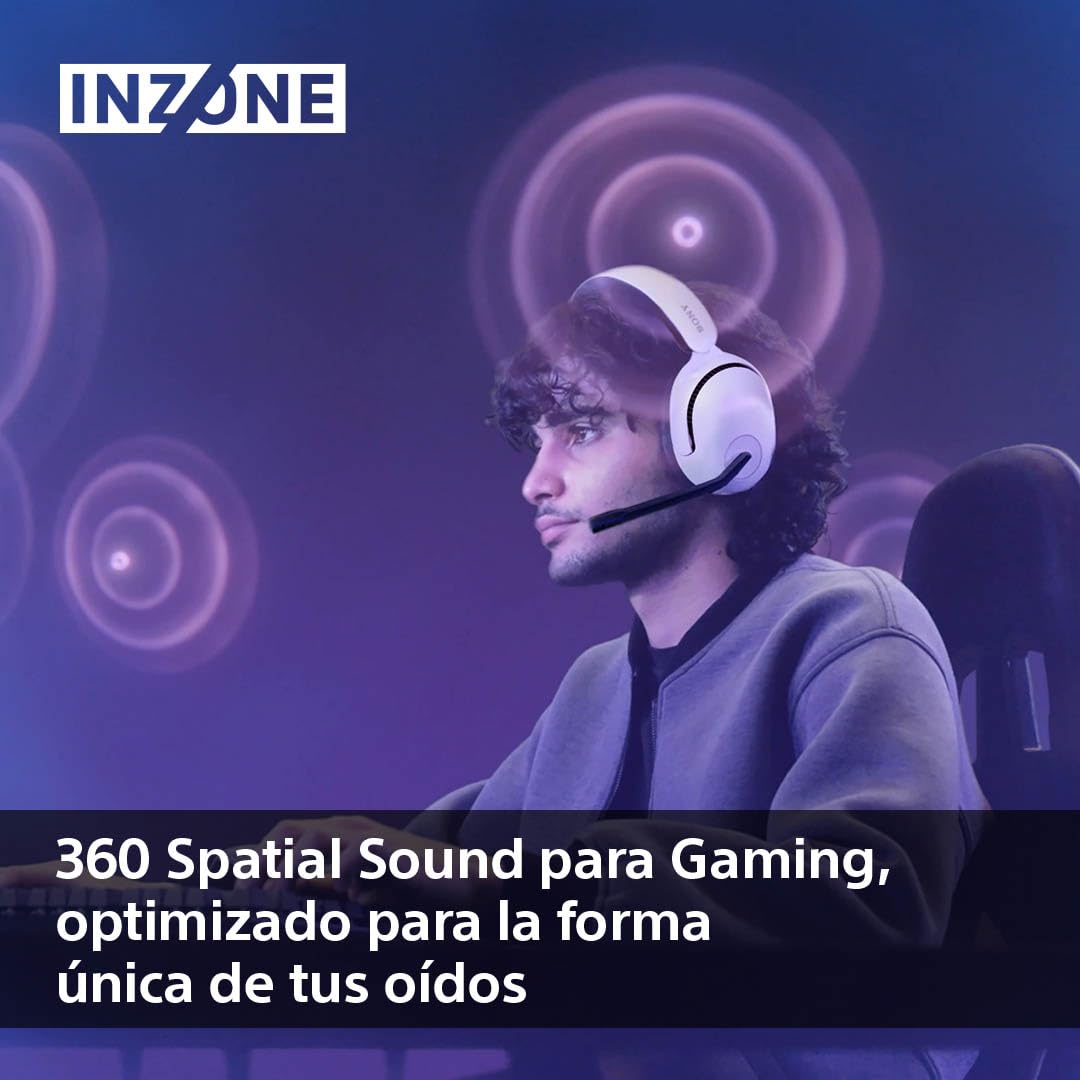 Sony INZONE H5, Auriculares inalámbricos para Gaming, Compatible con PC y PS5, 360 Spatial Sound para Gaming, cómoda sujeción, 28 Horas de autonomía, Baja latencia y micrófono con IA