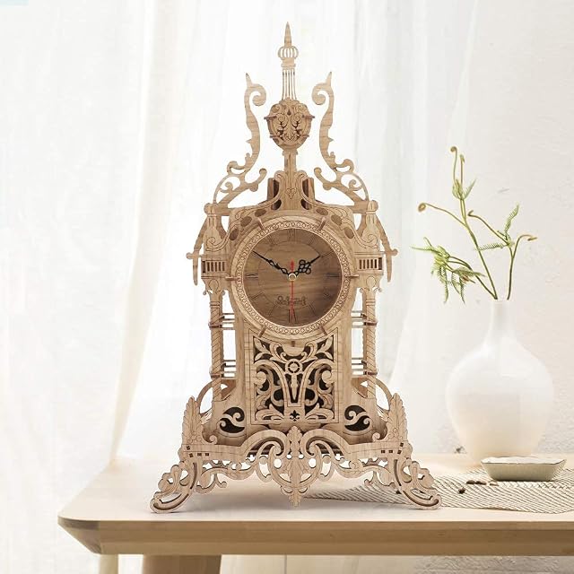 nicknack 3D Wooden Puzzle, Model Kits Desk Clock for Kids Adults - 47pcs Jigsaw,Light