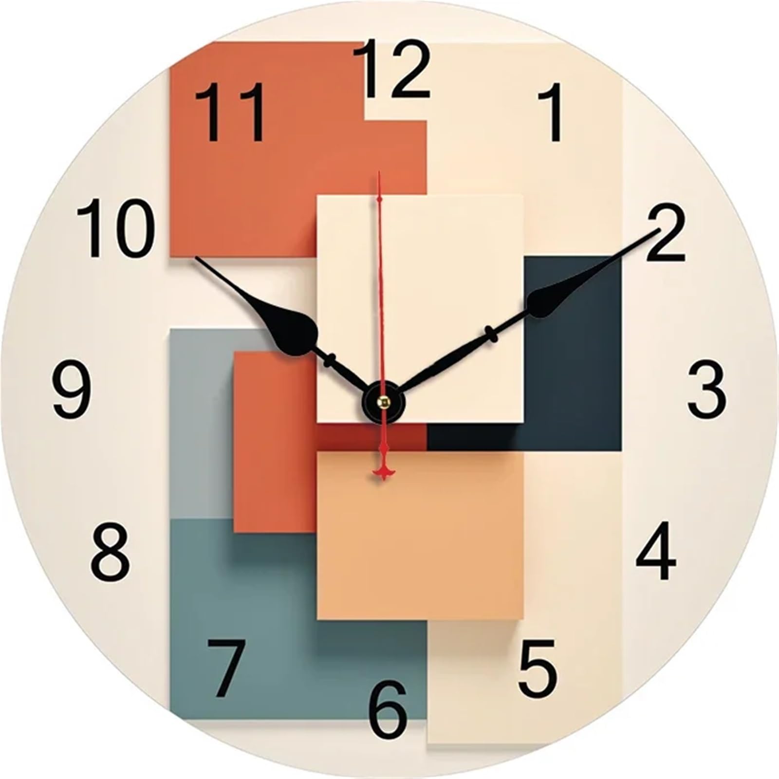 BDFJEDS Wall Clock Geometrical Wall Clock Kitchen Decor Art Silent Non Ticking Large Round Clocks For Living Room Bedroom Office(12inch(30CM))