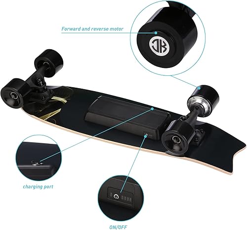 Miniatura 10 de Electric Skateboard Electric Longboard with Remote Control Electric Skateboard350W Hub-Motor124 MPH Top Speed52 Miles Range3 Speeds Adjustment12