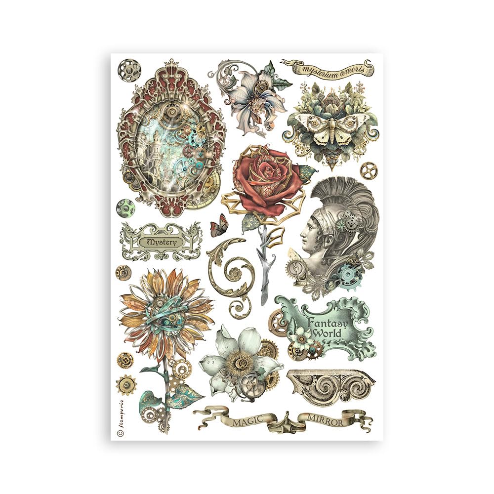 Stamperia International KFT Stamperia Washi Pad 8 arkuszy A5 Sir Vagabond w świecie fantasy, wielokolorowa, 15 x 20 cm