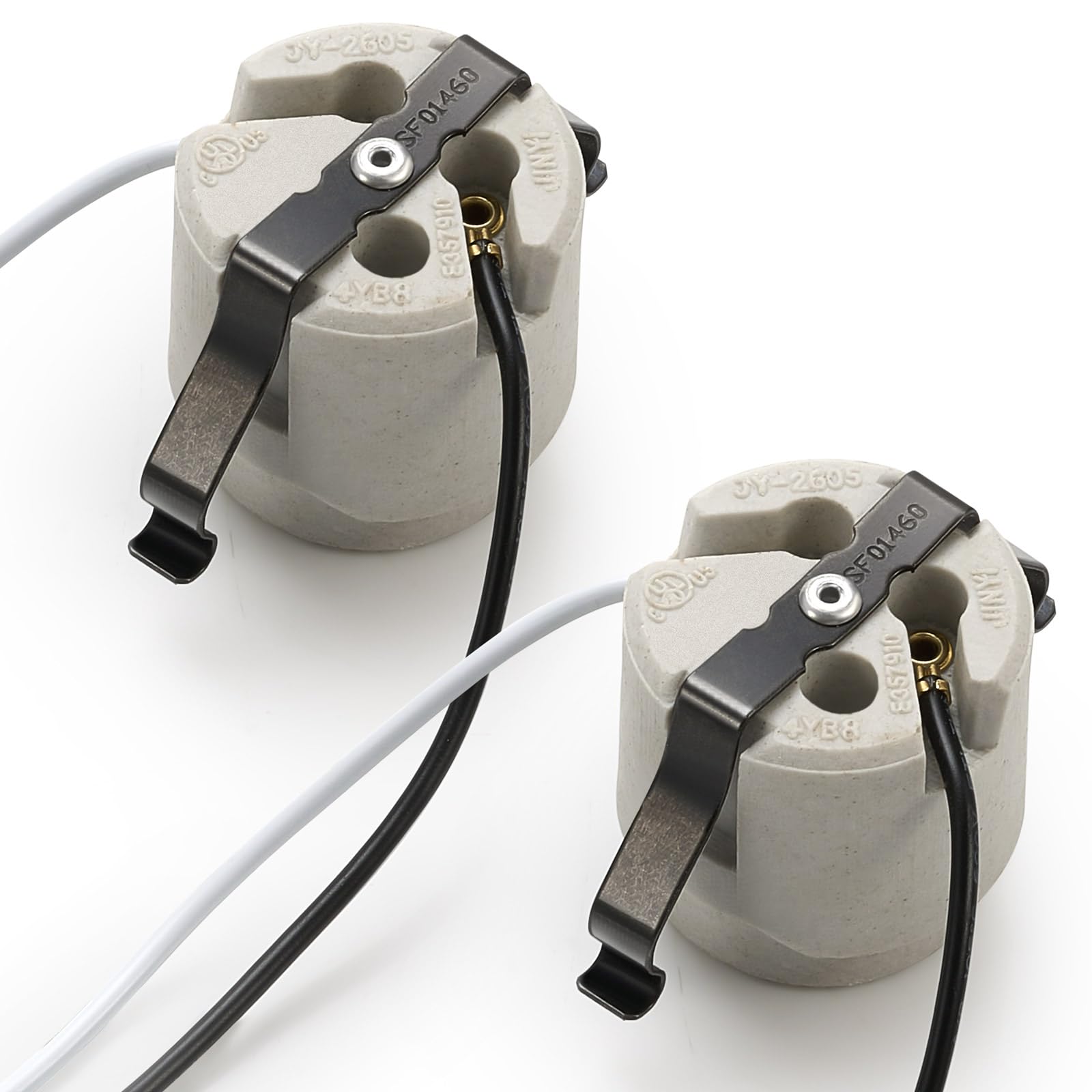 Tellegloww 2 Pack U Clip Porcelain Socket, Medium Base E26 Snap in