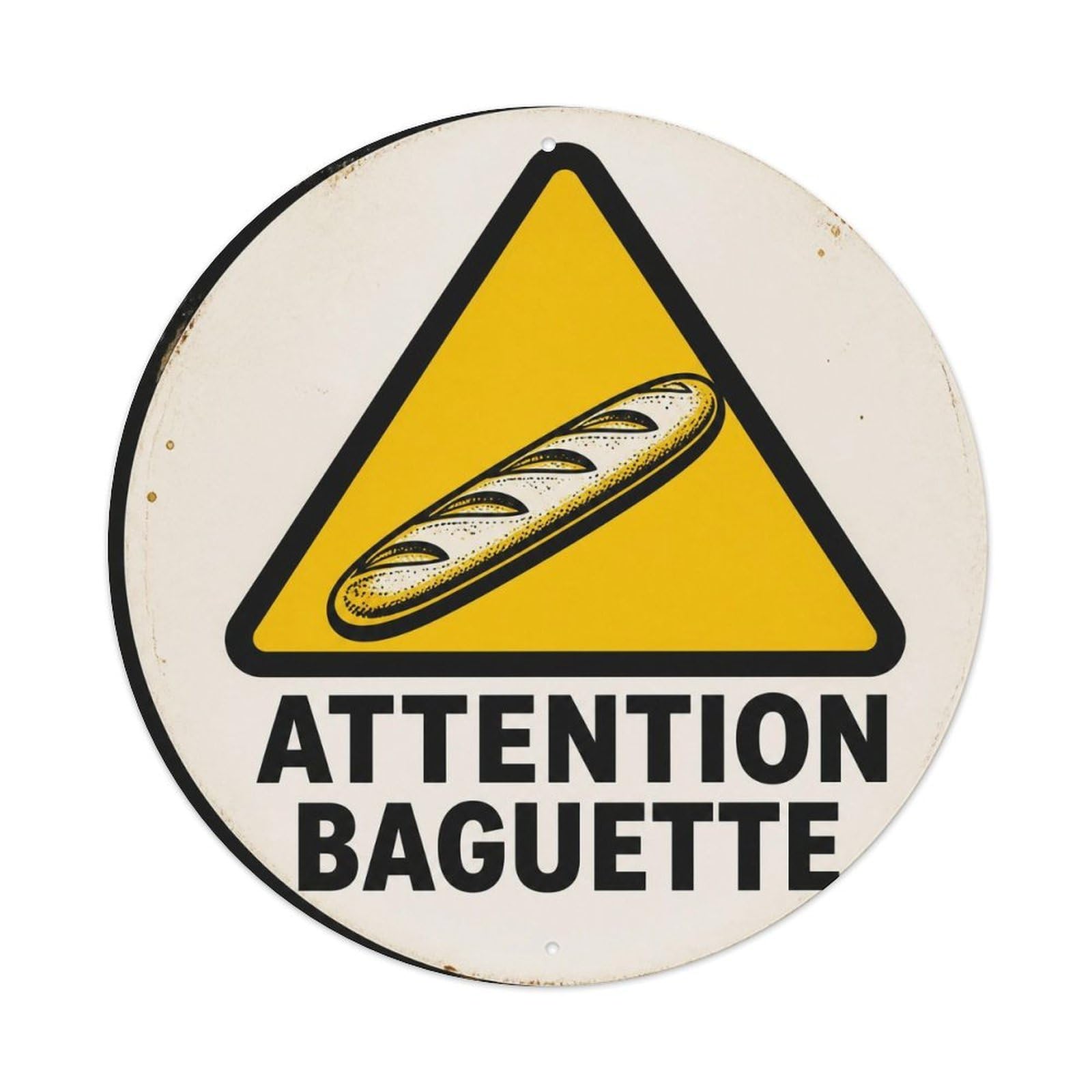 Olyhtr 8X8inch Classic Style Style Illustration Comedy Lettering Baguette French Metal Tin Sign