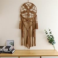 Vista 1 de Tapiz de atrapasueños, bohemio, macramé, tejido de algodón, hecho a mano, arte bohemio con borlas, adorno para dormitorio, sala de estar