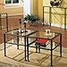 SEI Furniture Jaymes Metal & Glass 3-Tier End, Accent Table, Black/Silver Distressing