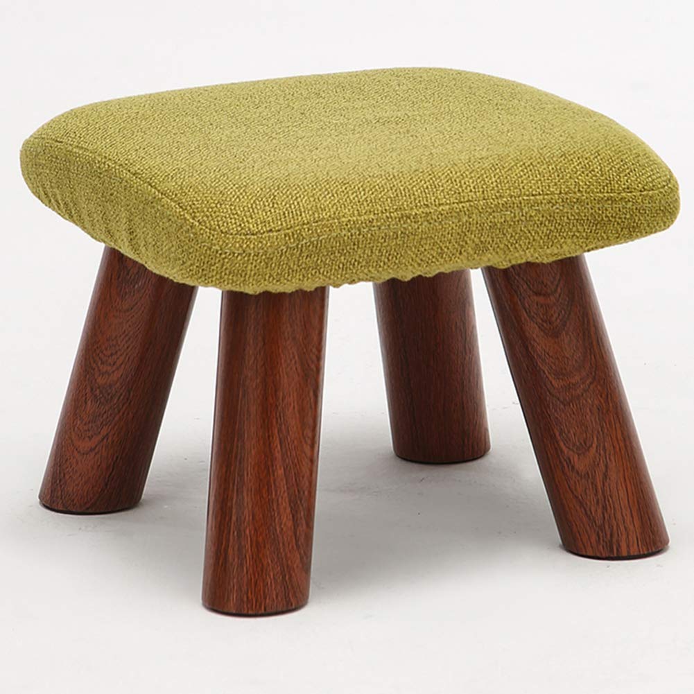 Pouf rembourré vert avec pieds en bois véritable pour soulager vos pieds