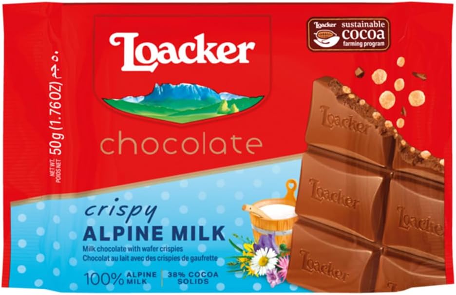 Loacker Crispy Alpine Milk Chocolate Bar, 50g