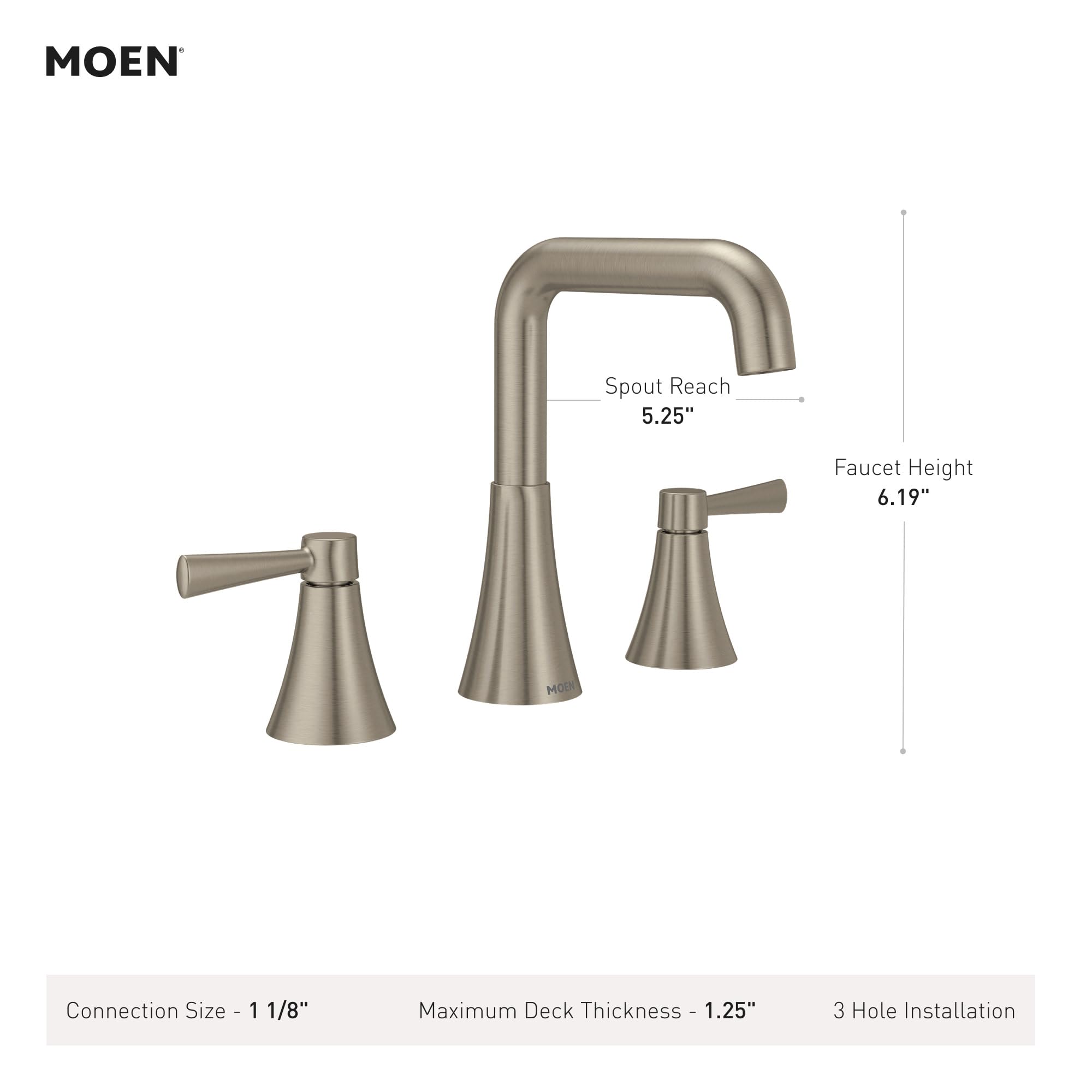 Moen Ronan Bronzed Gold Two-Handle Widespread Modern Double Bend
