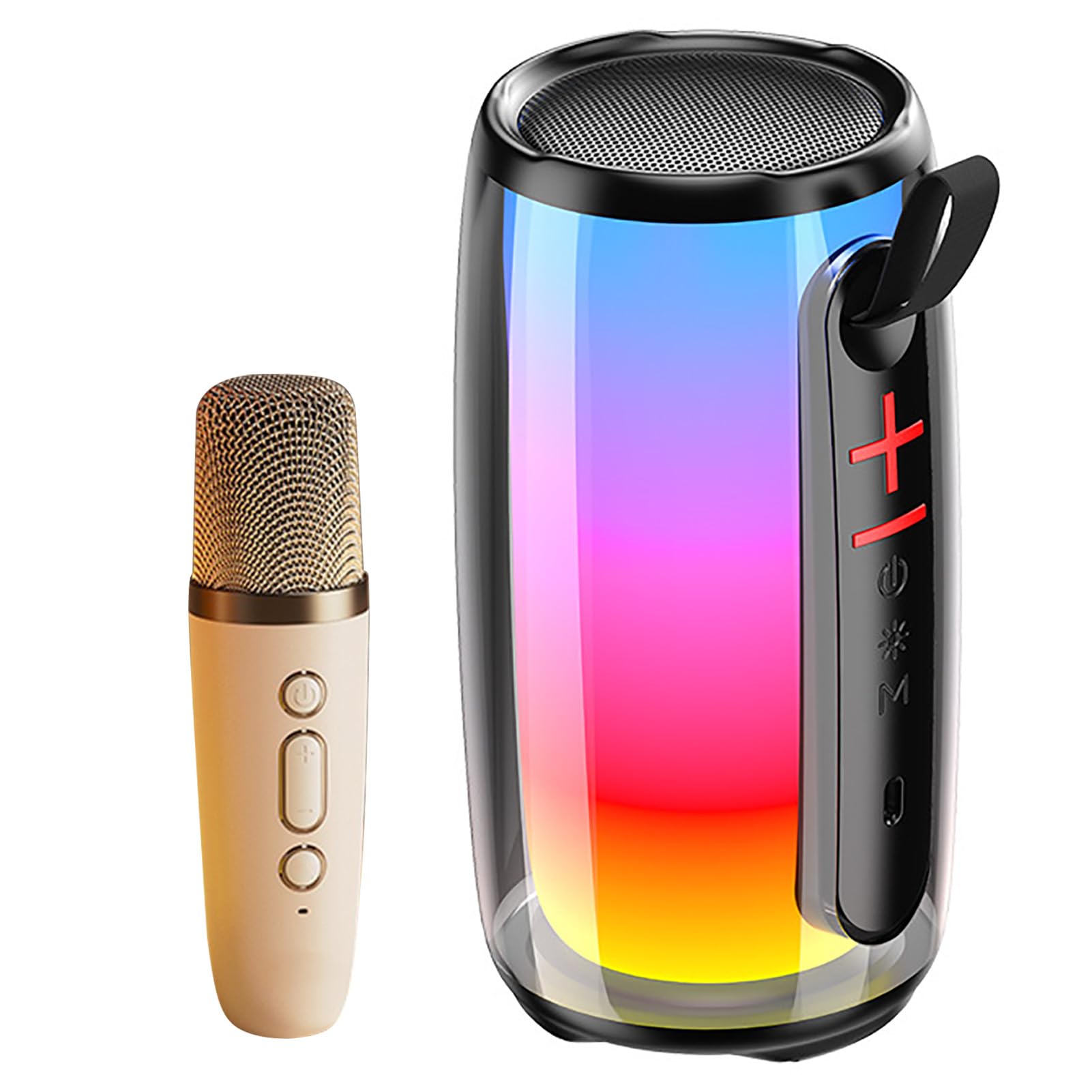 SUNGOOYUE Urządzenie do Karaoke Bluetooth, Mini System Karaoke z Mikrofonem i bezprzewodową łącznością Bluetooth, Przenośny Głośnik na Imprezy Domowe i Imprezy Plenerowe