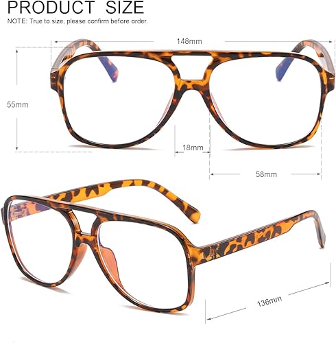Miniatura 5 de JOVAKIT Gafas de aviador con luz azul para mujeres y hombres, moda retro de los años 70, marco de aviador, gafas de ojo para computadora, antifatiga
