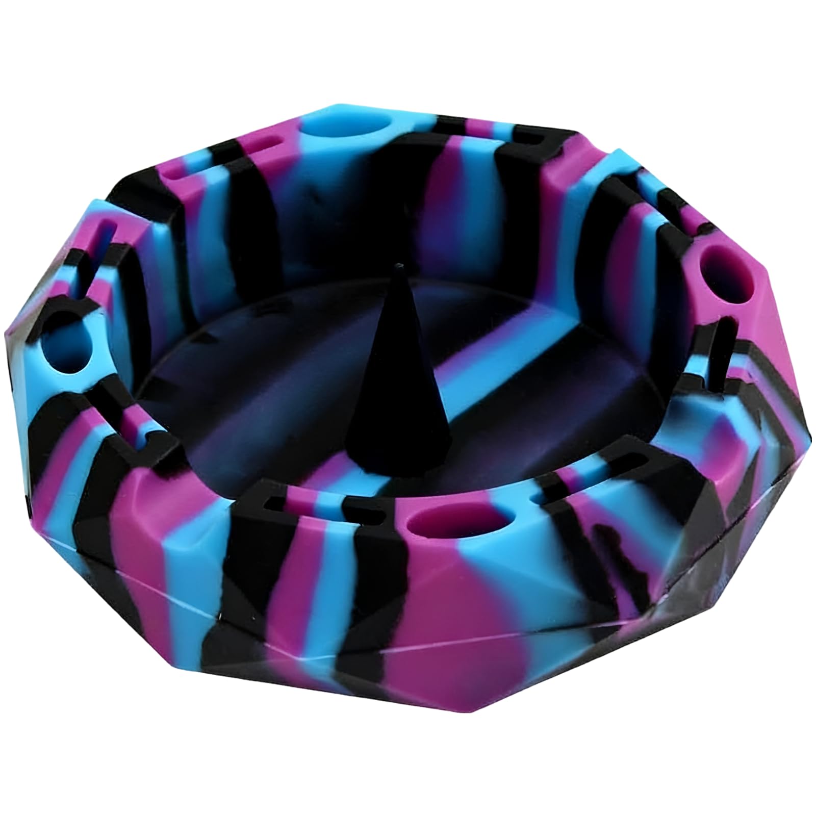 Posacenere in silicone, geometrico portatile, con 8 scomparti, diametro 13 cm, altezza 3,3 cm, per feste, viaggi all'aperto